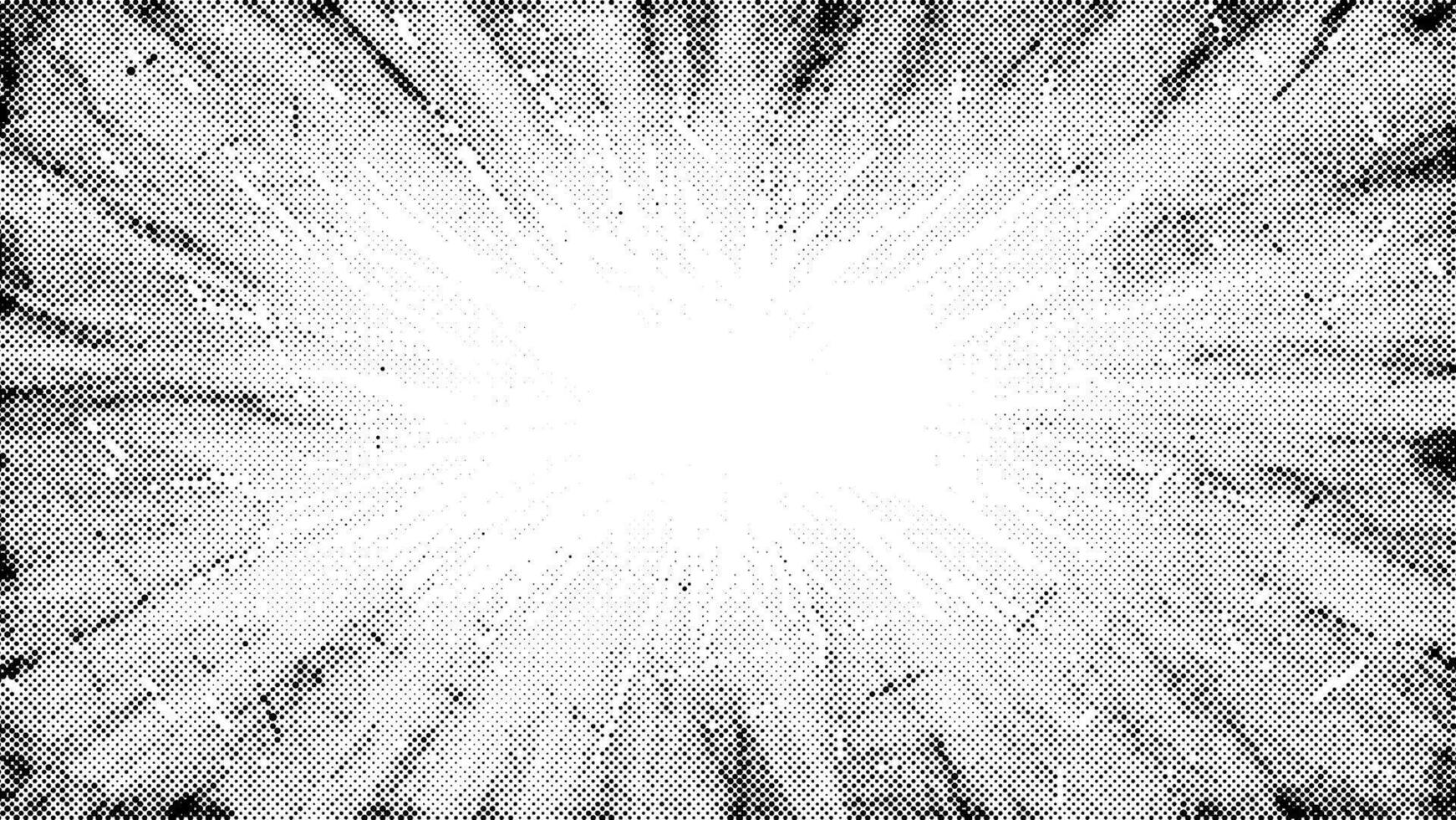 Halftone radial texture. Comic style grain background. Pop art faded textured frame. Grunge speckle effect. Dotted particles print wallpaper. Pixelated gradient bg vector