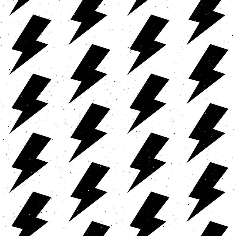 Black lightning bolts seamless pattern. Thunderbolts repeating background. Storm or lightning strike ornament wallpaper. Energy power or electricity voltage symbols. vector