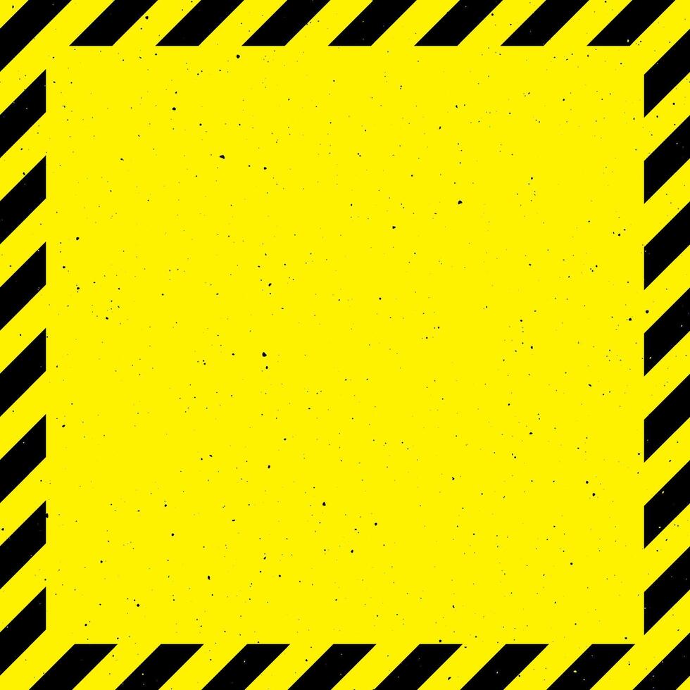 Textured caution tape frame background. Yellow and black diagonal stripes, square warning wallpaper. vector