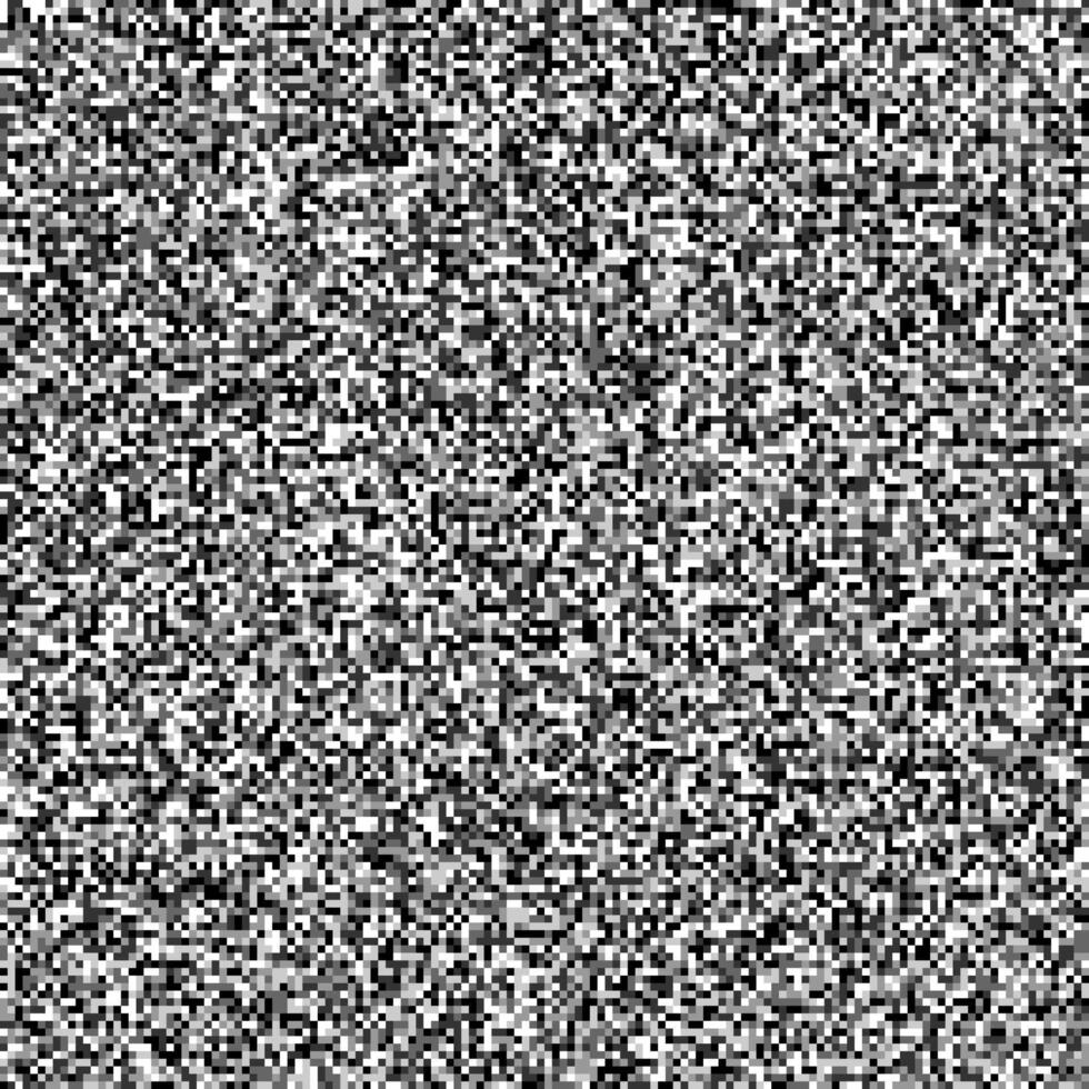 Seamless pixelated tv noise texture. White noise signal grain. Television screen interferences and glitches. Grange background vector