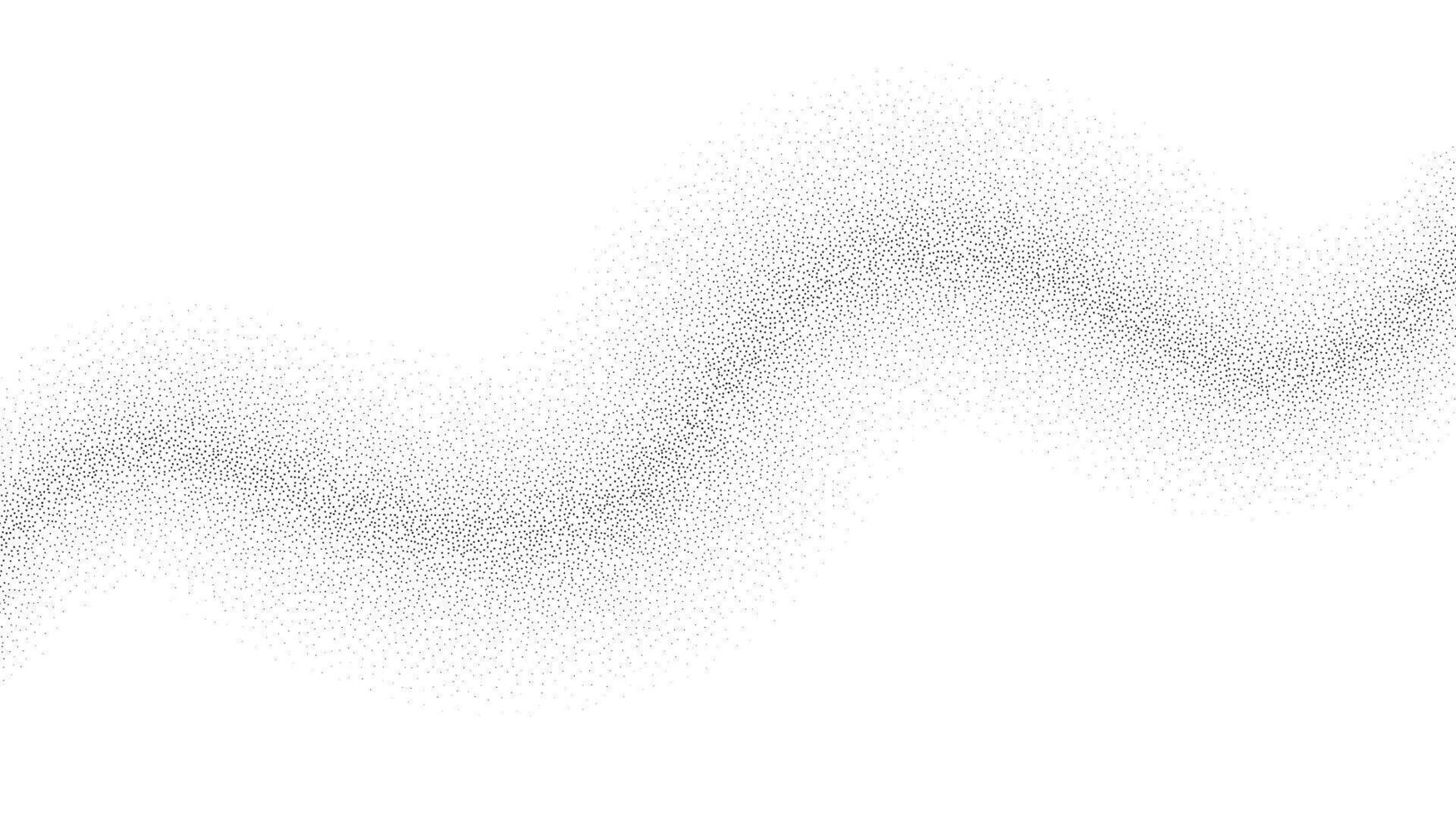 Grain wave background. Black stipple curve line. Abstract wavy noise dotted shape wallpaper. Dotwork gradient pattern vector