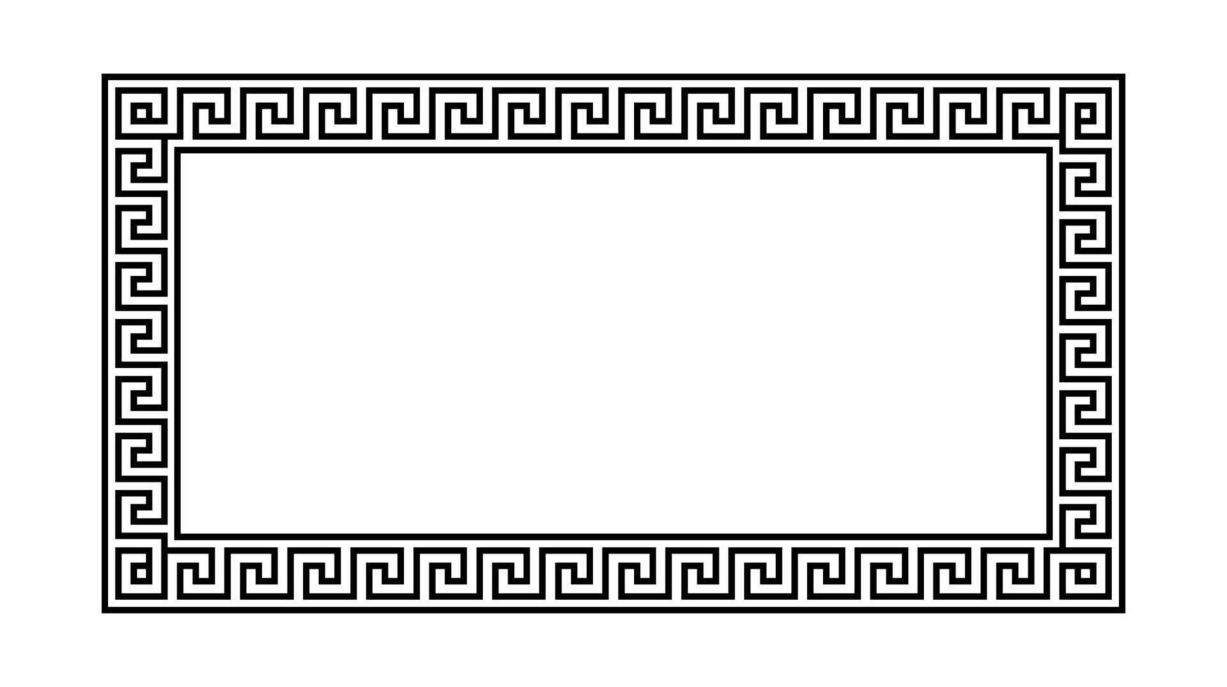 Greek ornament frame. Meander rectangle pattern. Ancient Greek fret border. Geometric meandros motif. vector