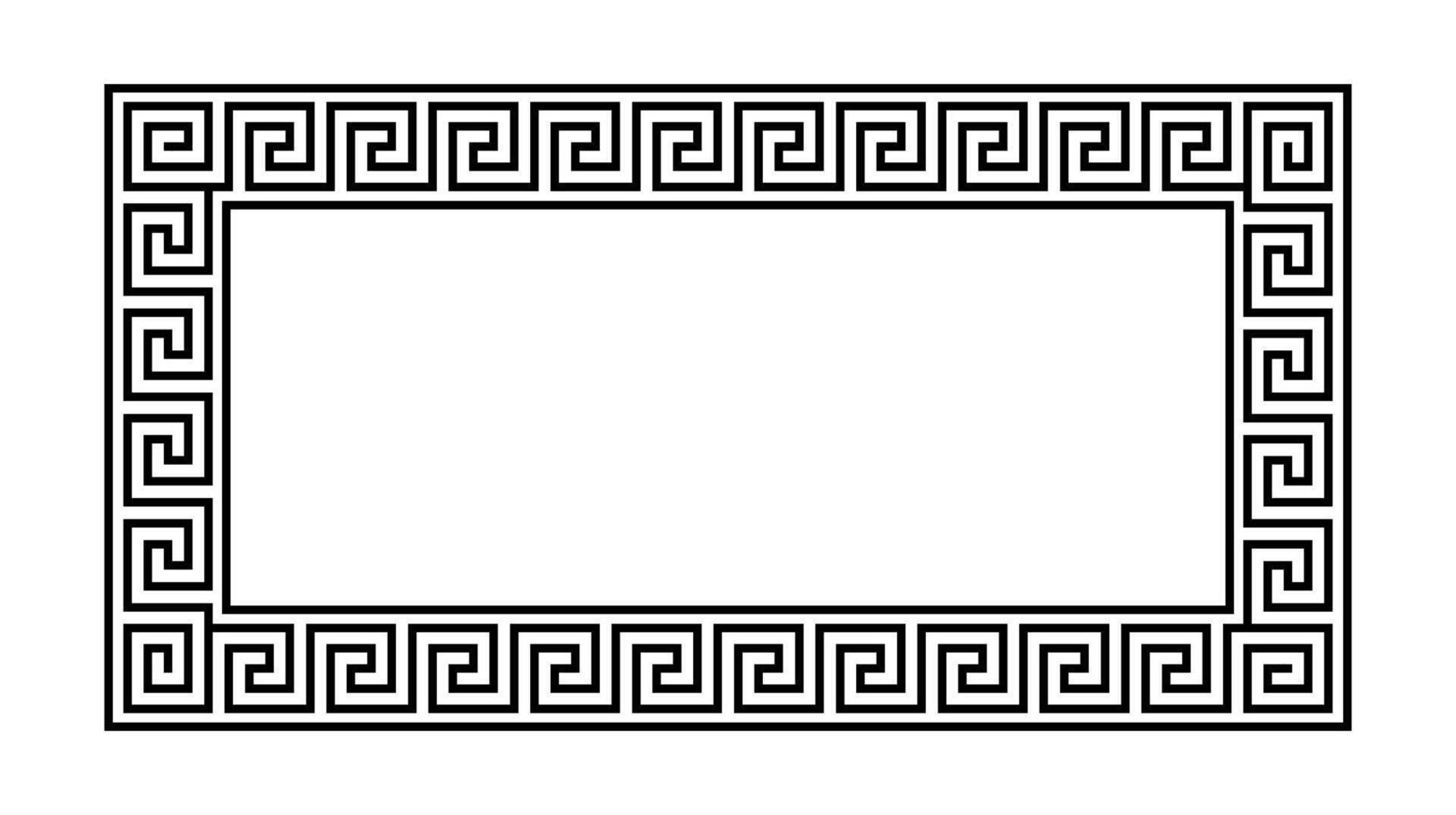 Greek ornament frame. Meander rectangle pattern. Ancient Greek fret border. Geometric meander motif vector