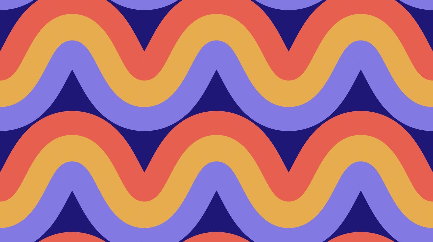 Retro waves seamless pattern. Rainbow stripes repeating background. Colorful curved and wrapped lines wallpaper in 60s, 70s, 80s style. Print design for textile and fabric. vector