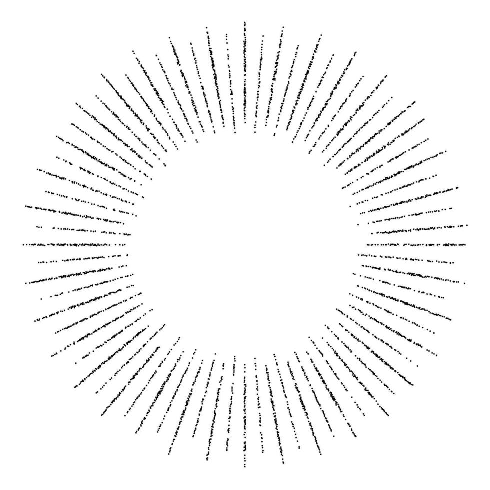 Retro sunburst dotted frame. Black and white sunlight rays circle. Vintage stippled design element for logo, labels, badges, banners. vector