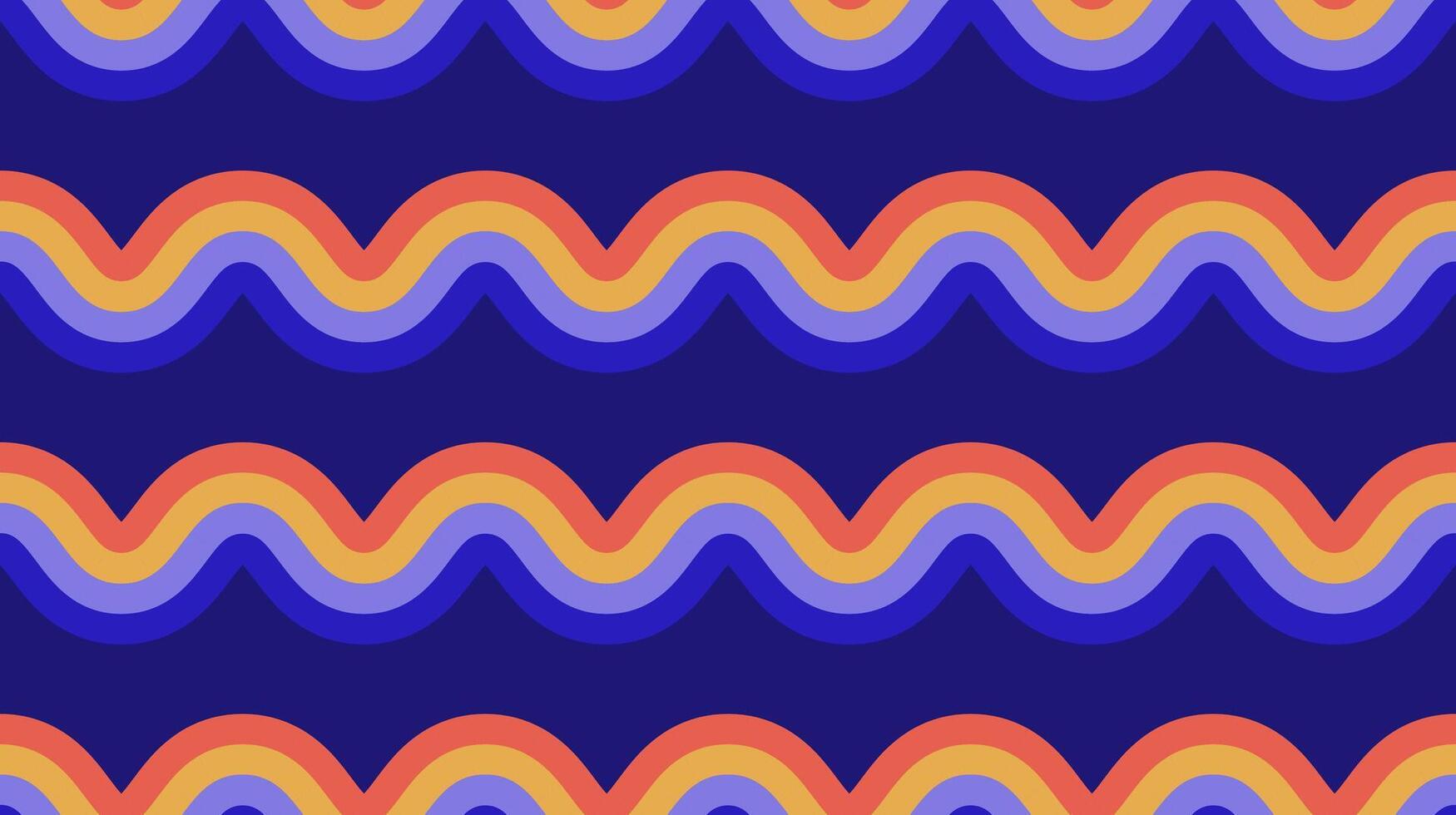 Retro waves seamless pattern. Wavy stripes repeating background. Colorful curved and wrapped lines wallpaper in 60s, 70s, 80s style. Swatch design for textile and fabric. vector