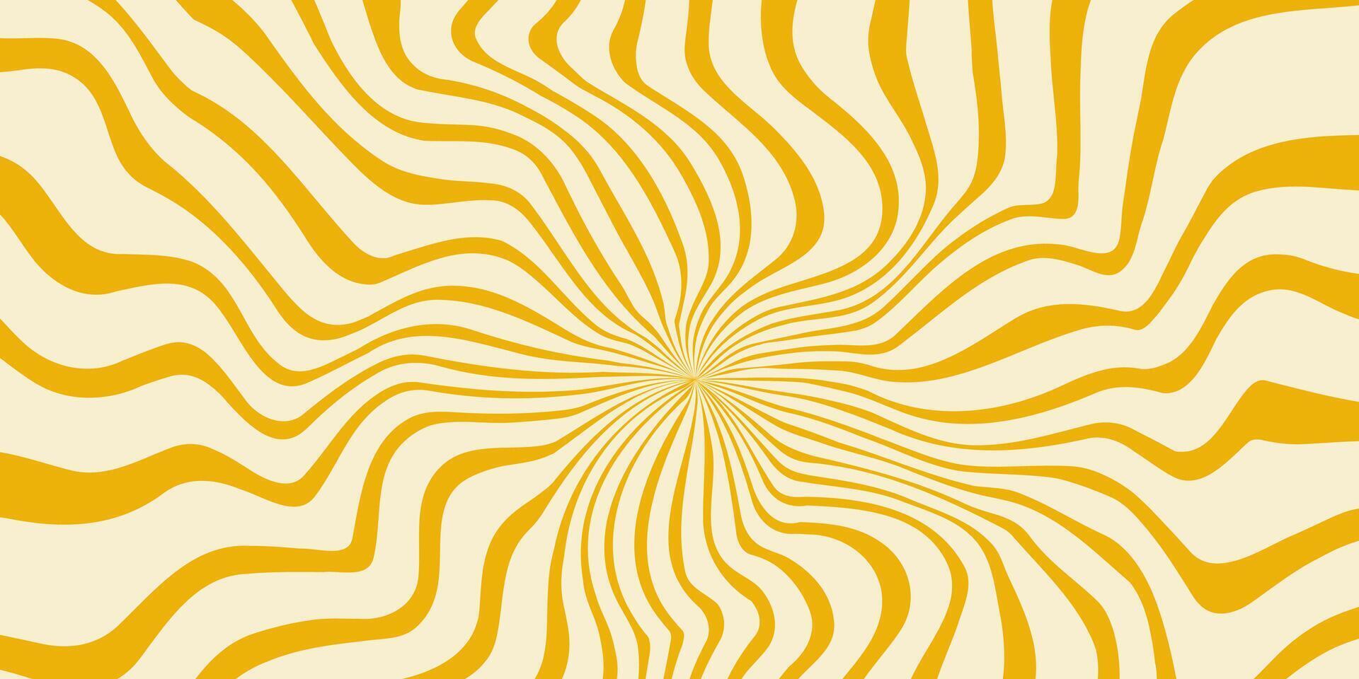 Trippy radial burst background. Psychedelic spiral wavy wallpaper. Linear sunburst swirl. Twisted and distorted curly texture. vector