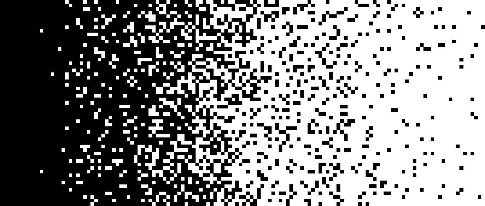 Pixelated halftone gradient background. Fading pixel texture. Dissolving black and white wallpaper. vector