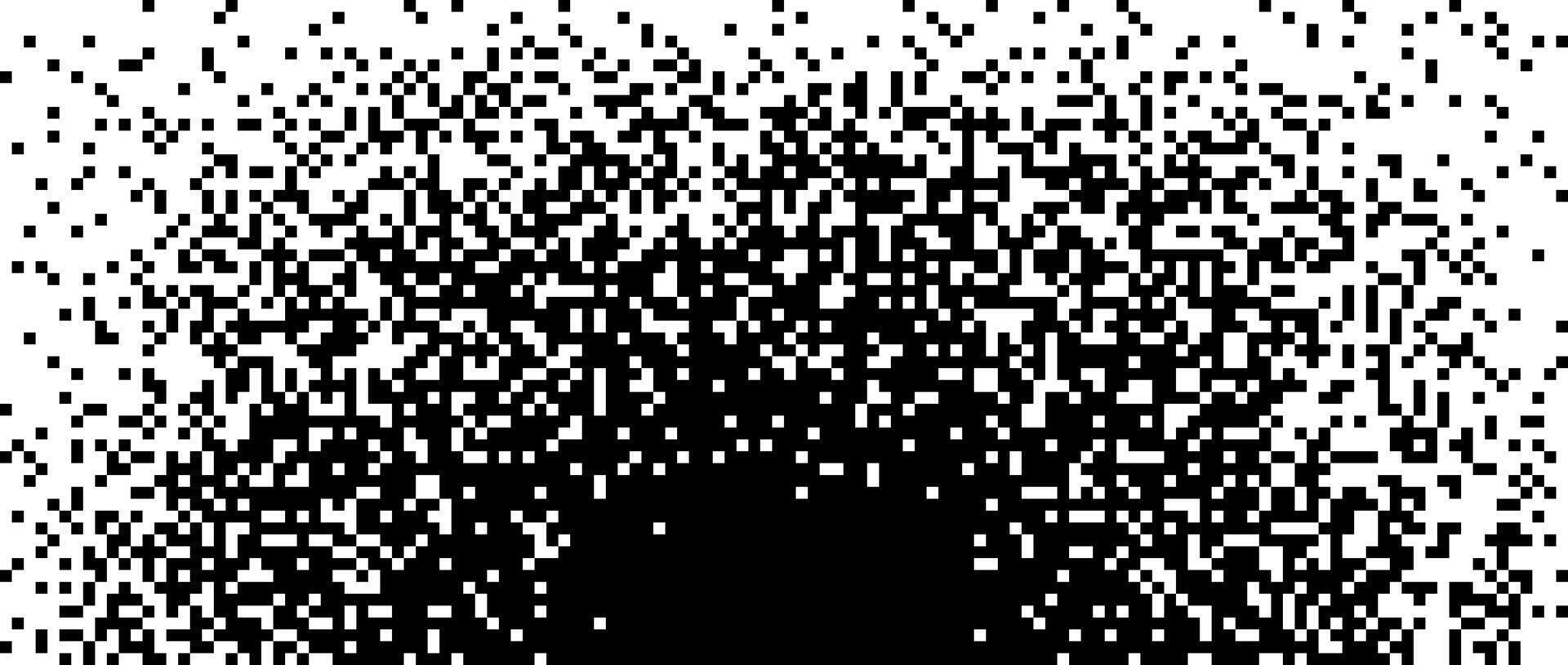 Pixelated halftone gradient background. Fading radial pixel texture. Dissolving black and white wallpaper. vector