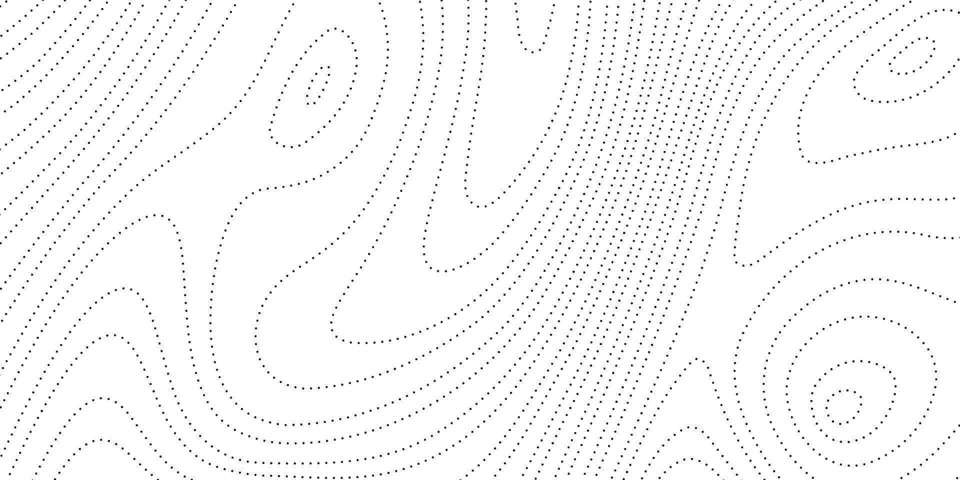 Dotted wavy lines background. Abstract wave stripes texture. Warped and curved dashed lines wallpaper. Minimalistic map design template vector