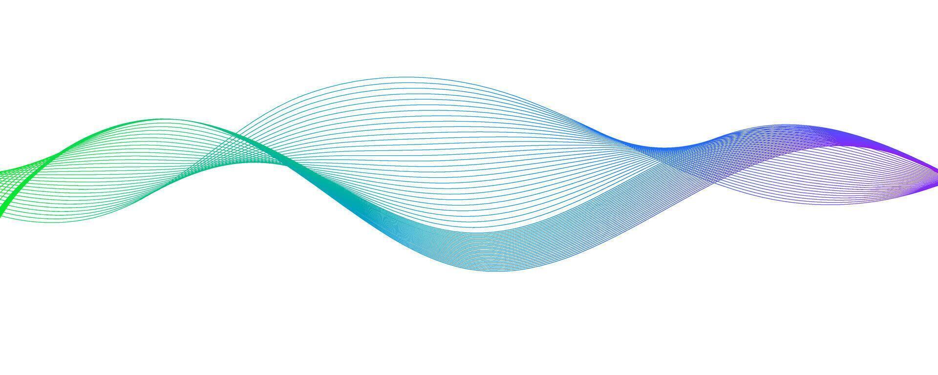 Smooth flowing wave lines. Abstract curved wavy stripes. Light green blue purple gradient design element for presentation, flyer, poster, website, banner, brochure. vector