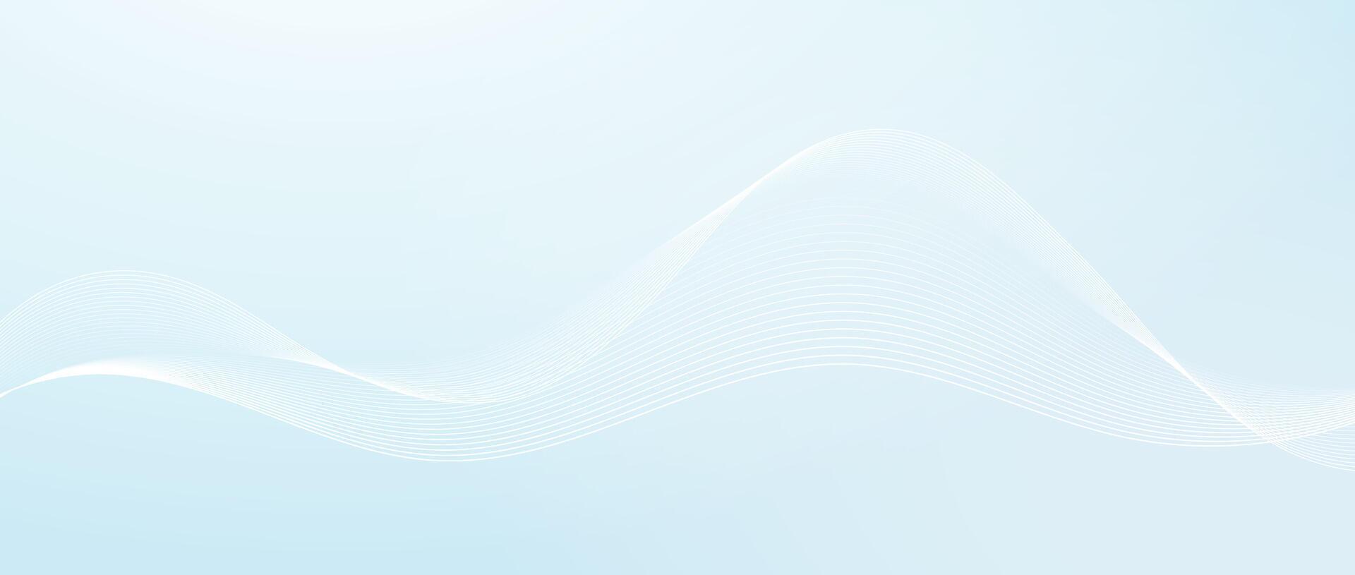 Undulate smooth wave lines design. Abstract flowing stripes template. White fluid curved shape on light teal blue background. Sea water concept wallpaper vector