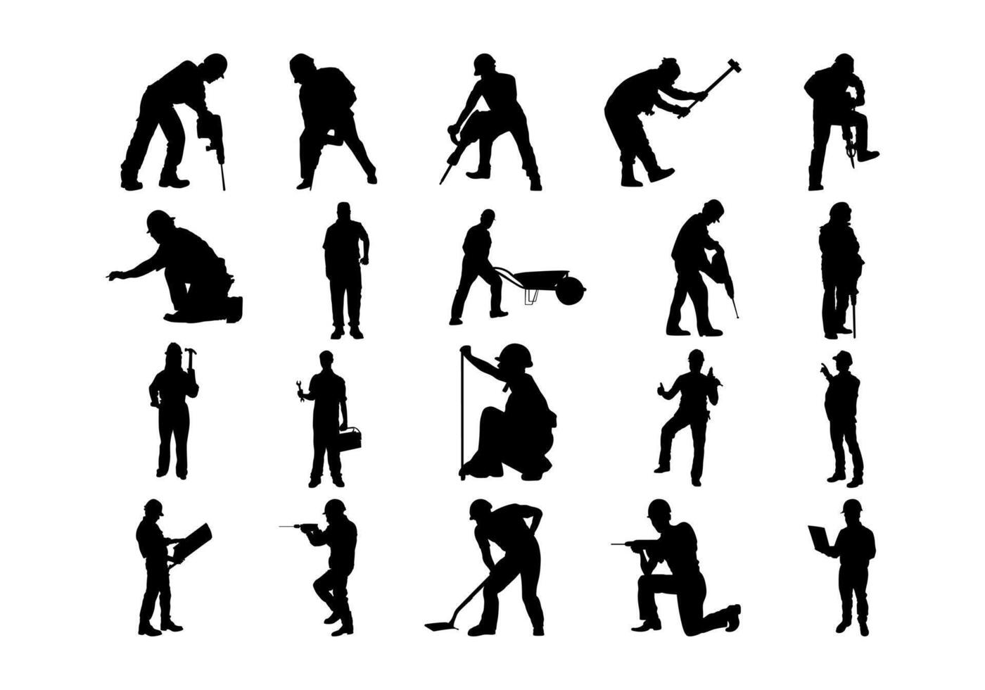 Construction Worker Silhouette Element vector