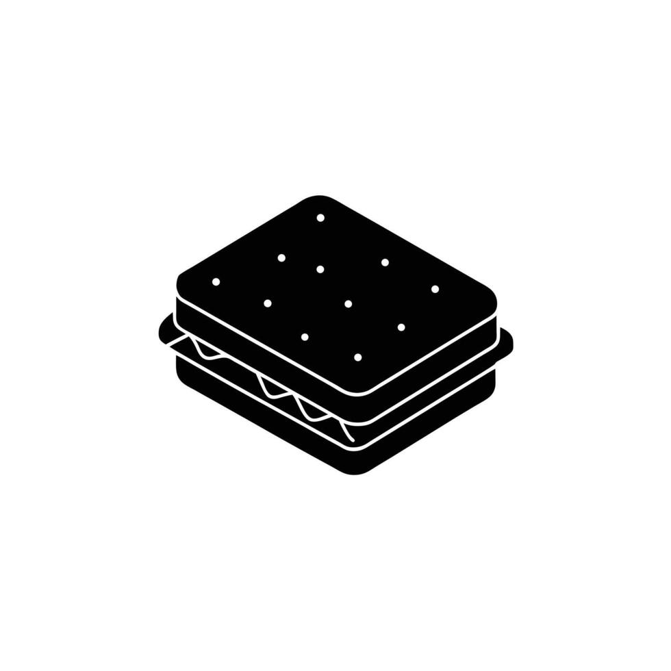 Black and White Cracker Sandwich Icon Illustration vector