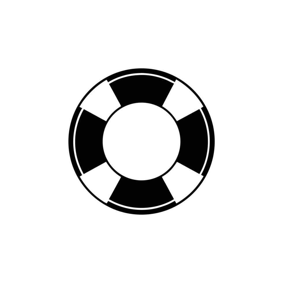 Black and White Lifebuoy Life Ring Icon vector