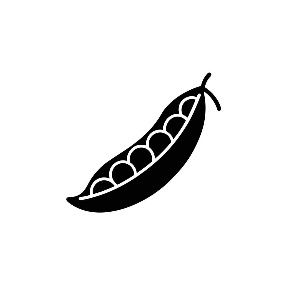 Black and White Pea Pod Vegetable Icon vector