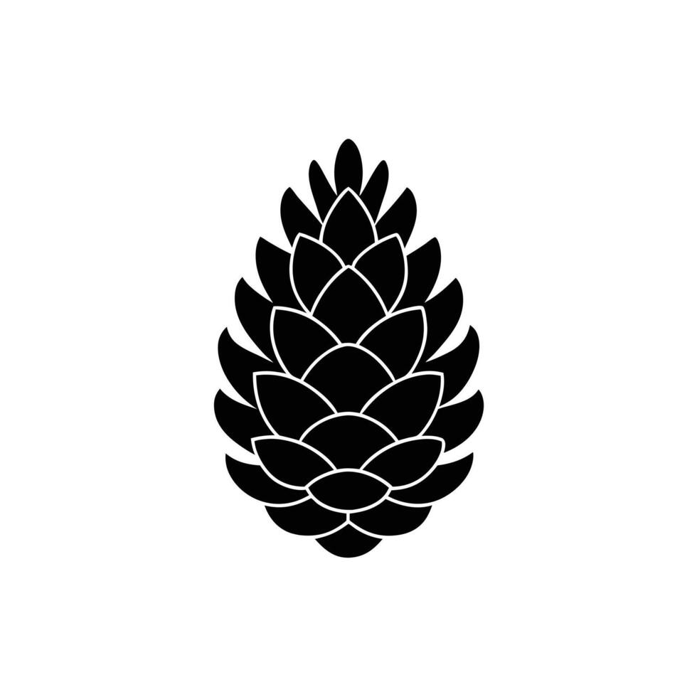 Black and White Pinecone Icon Silhouette vector