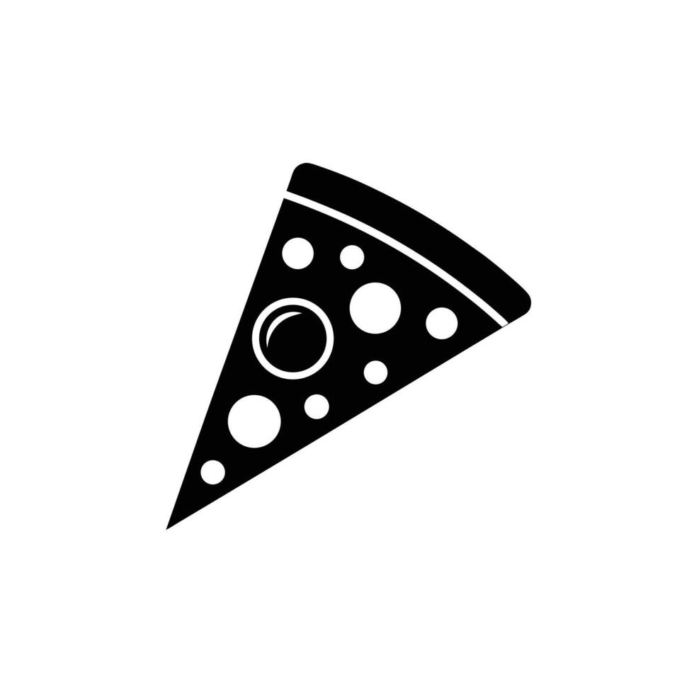 Black and White Pizza Slice Icon Illustration vector