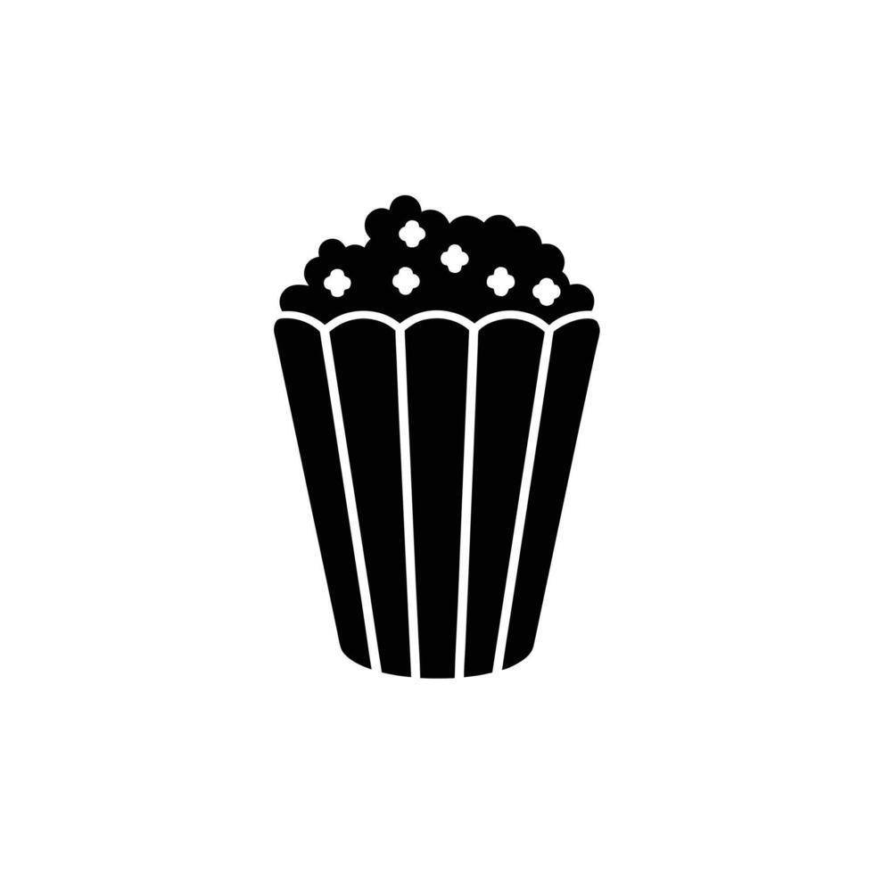 Black and White Popcorn Snack Icon Illustration vector