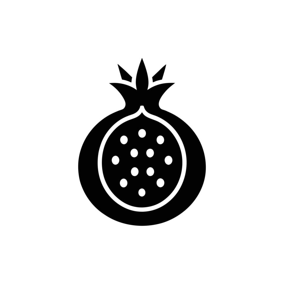 Black and White Pomegranate Fruit Icon with Seeds vector