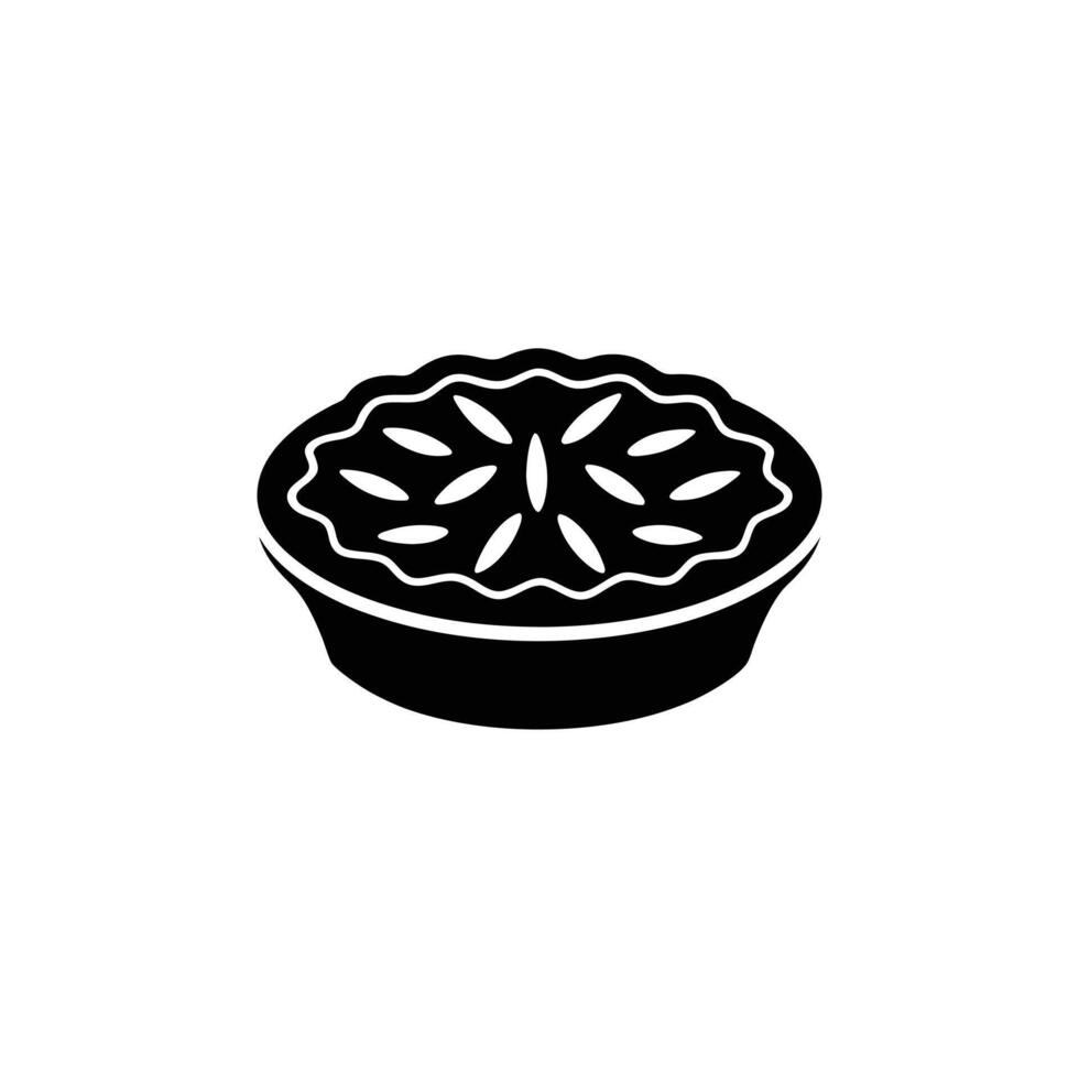 Black and White Baked Pie Icon Silhouette vector