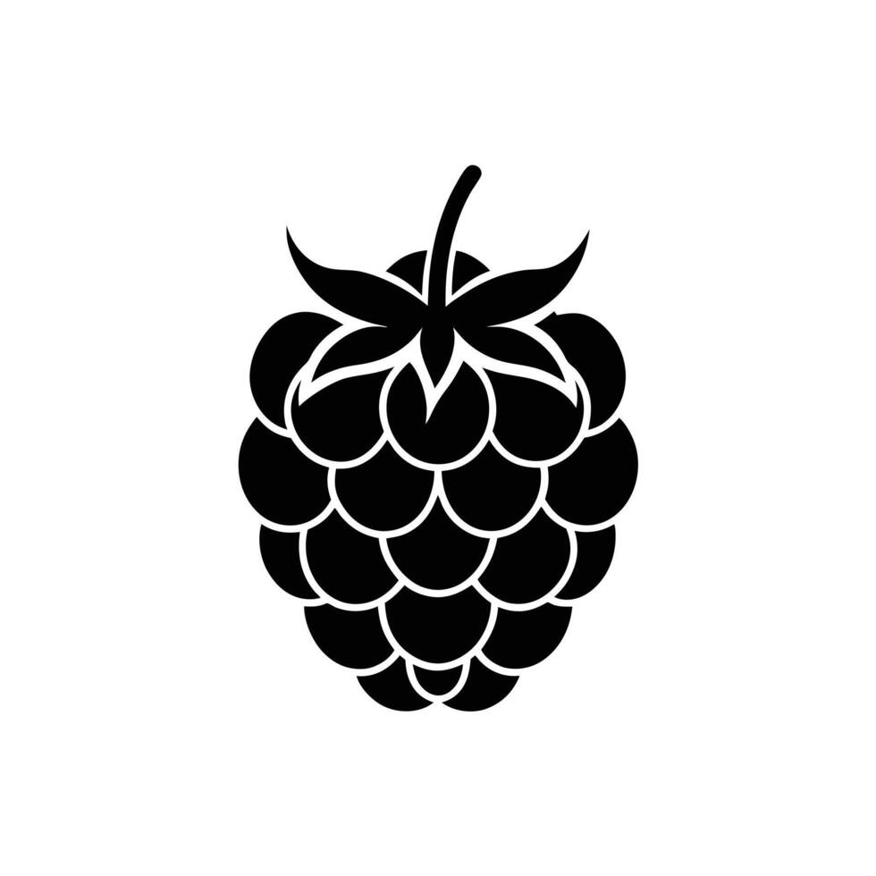 Black and White Raspberry Berry Fruit Icon Silhouette vector
