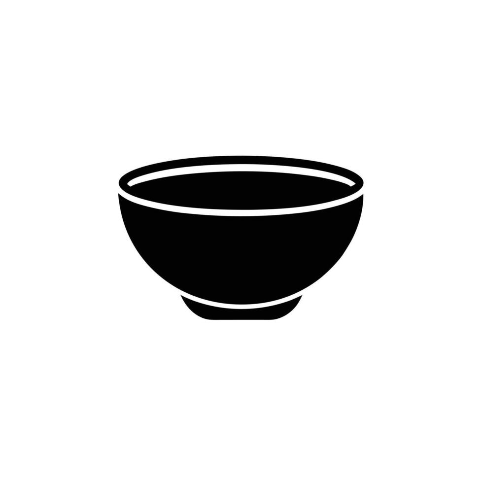 Black and White Food Bowl Icon vector