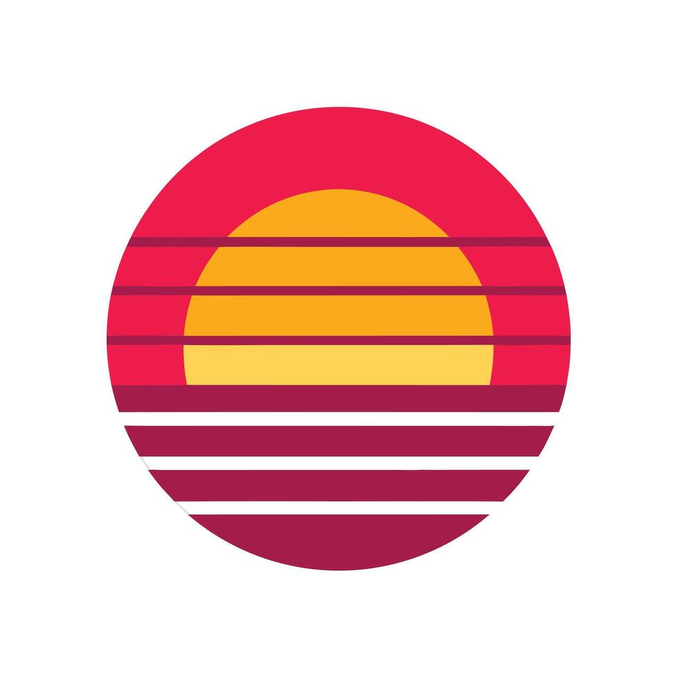 80s Aesthetic Retro Sunset with Stripe Layout vector