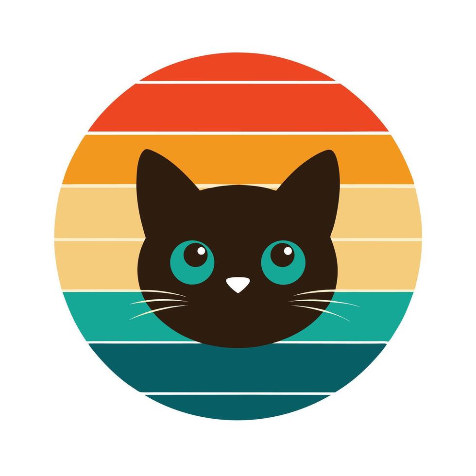 Cute Cat Head Silhouette with Little Paws Peeking vector