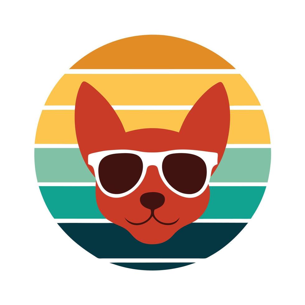 Cute Dog Head in Vacation Mode Sunglasses vector