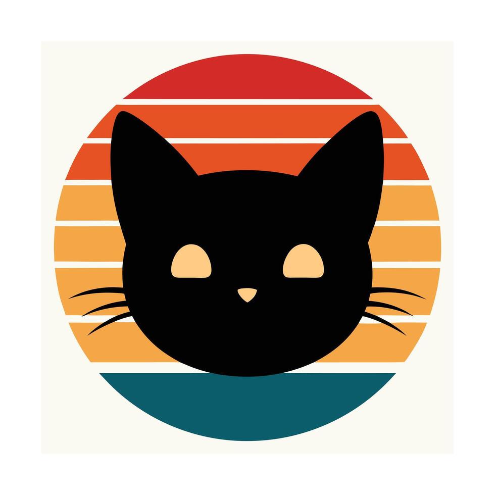 Cute Cat Head Silhouette with Tiny Fangs Showing vector