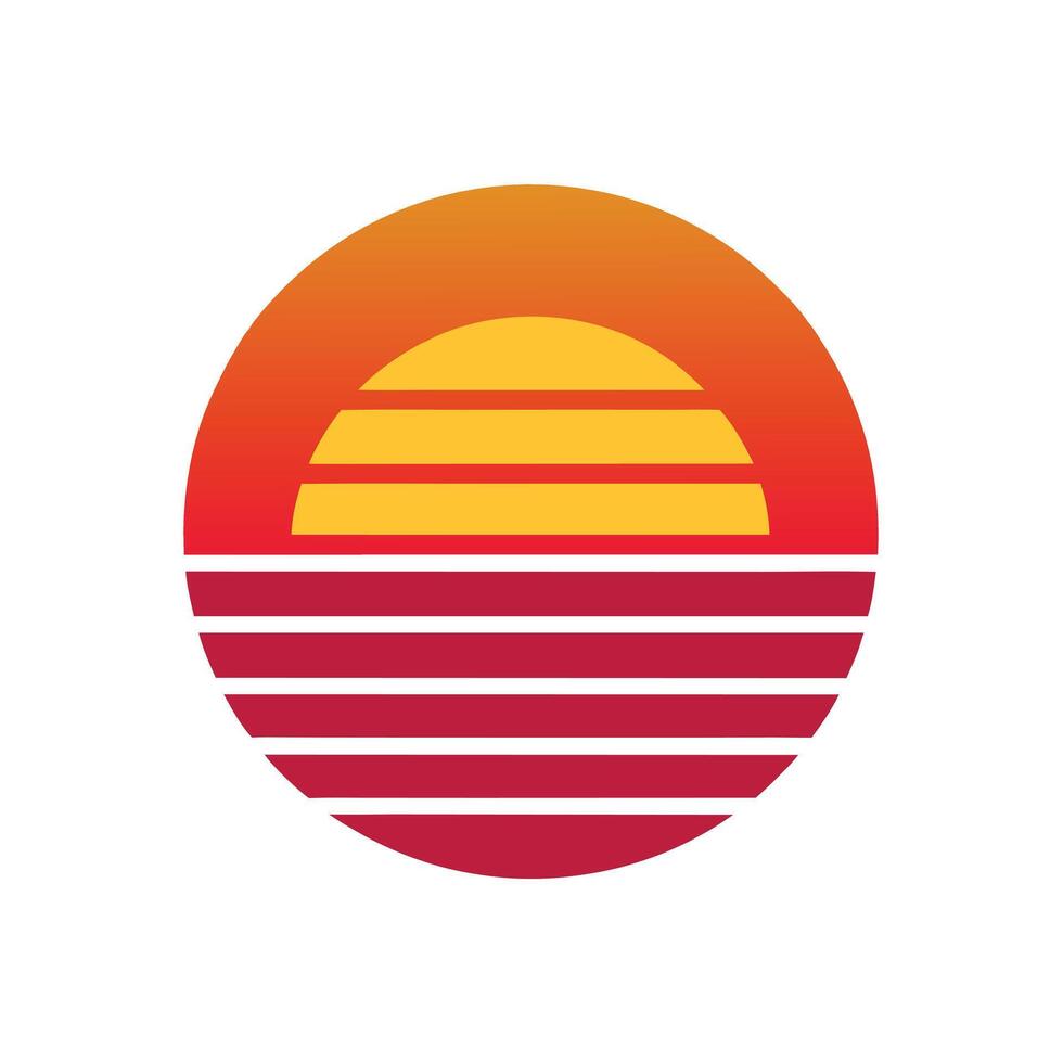 1980s Inspired Striped Sunset with Clean Lines vector