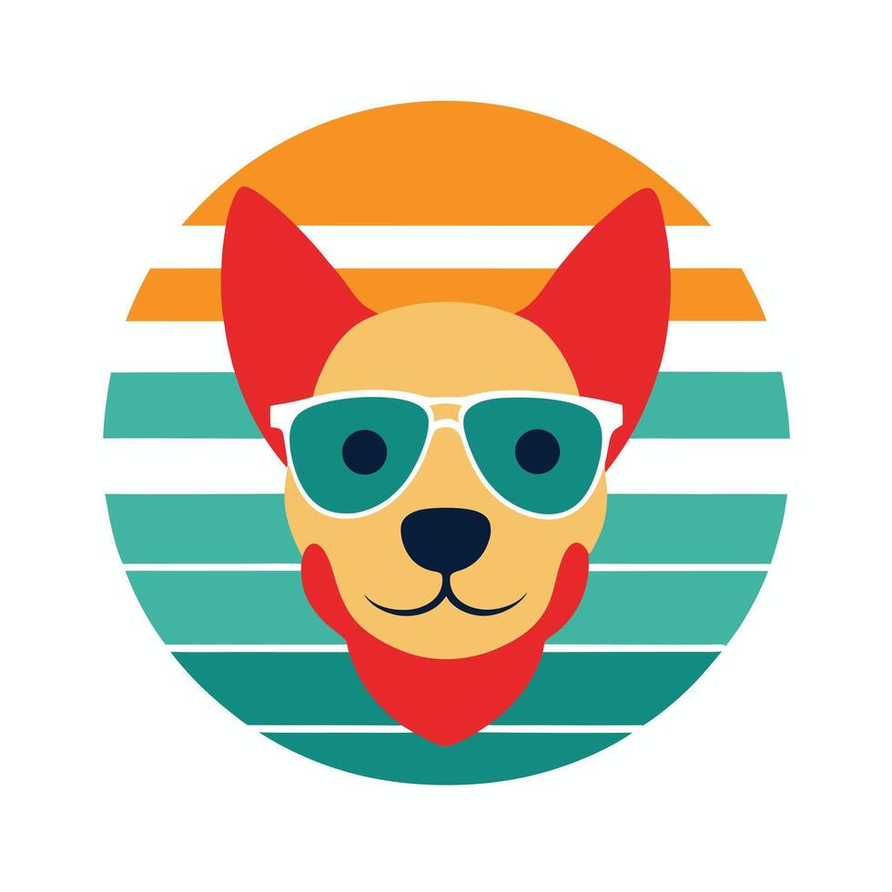 Cheerful Dog Head with Vivid Sunglasses and Stripes vector