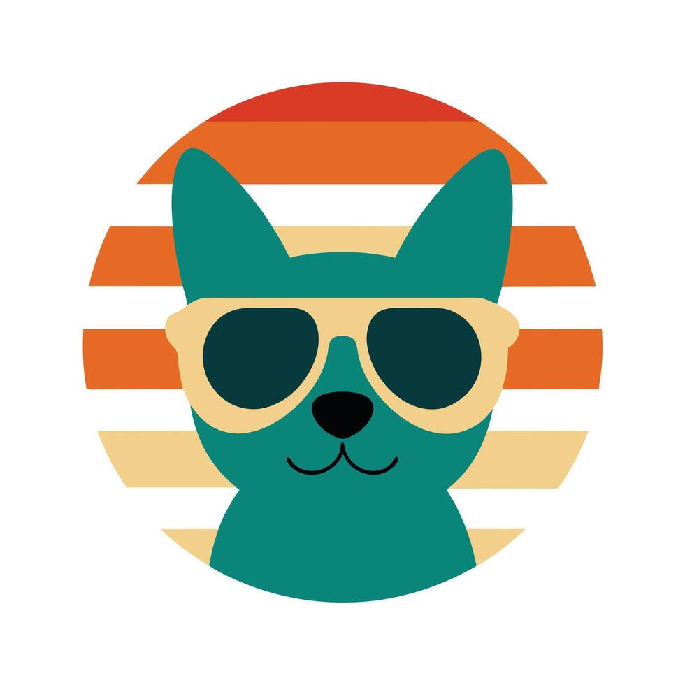 Cute Cartoon Pup Head with Funky Sunglasses vector