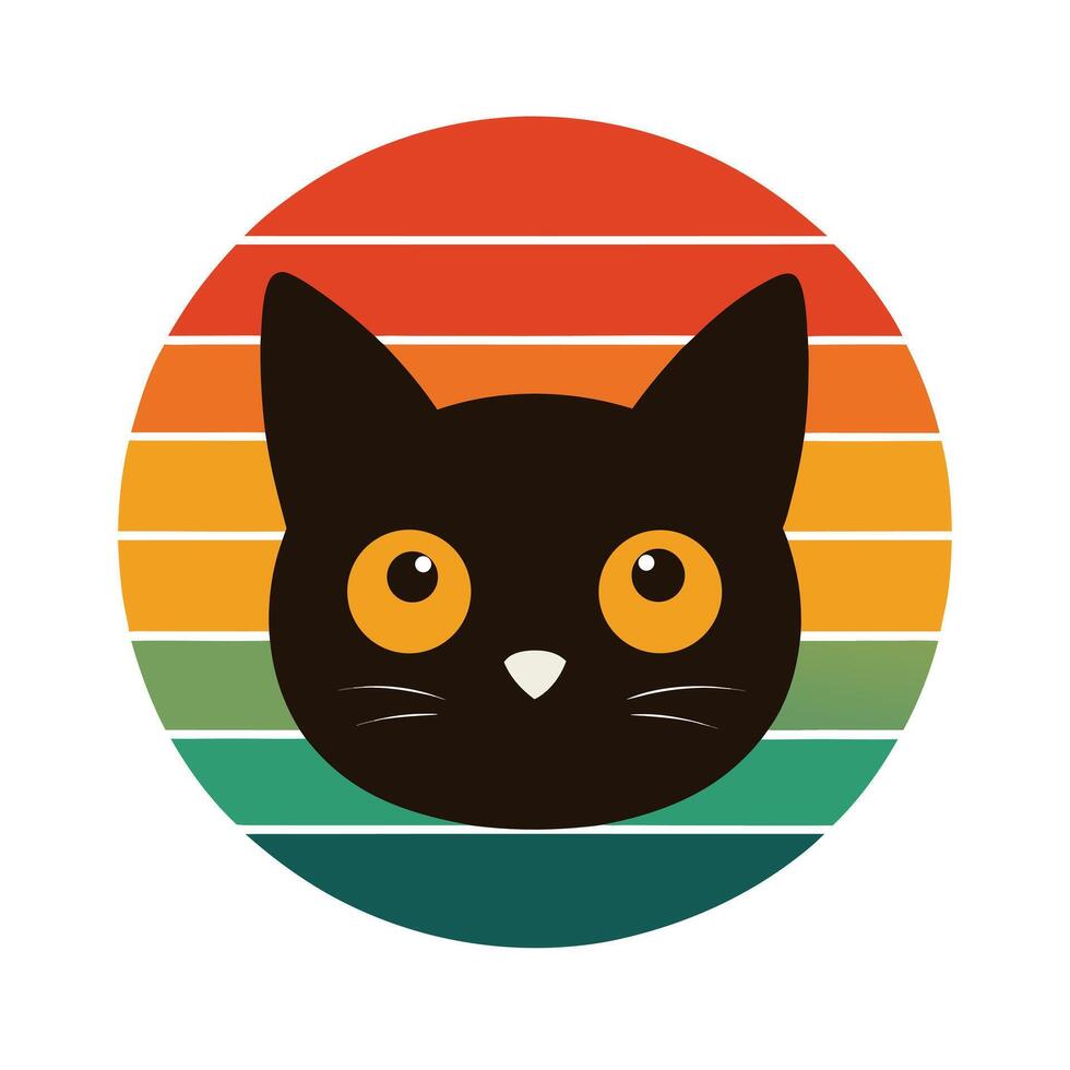 Cute Cat Head Silhouette with Perked Up Eyes vector