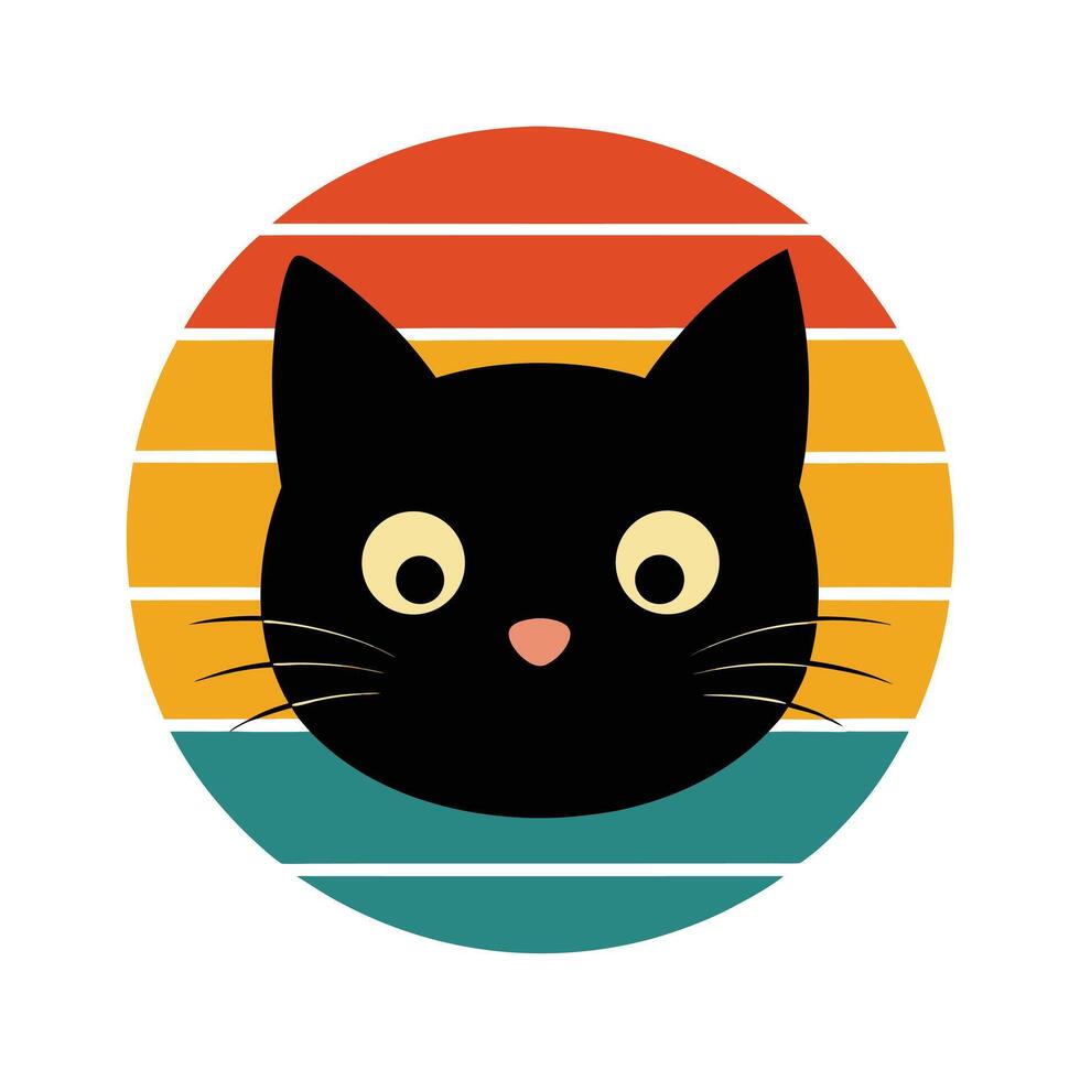 Cute Cat Head Silhouette with Stripes on Cheeks vector
