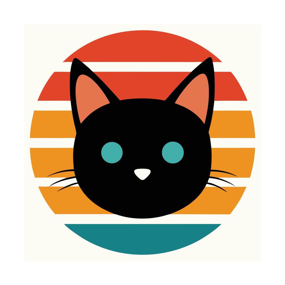 Cute Cat Head Silhouette with Pointed Ears Forward vector