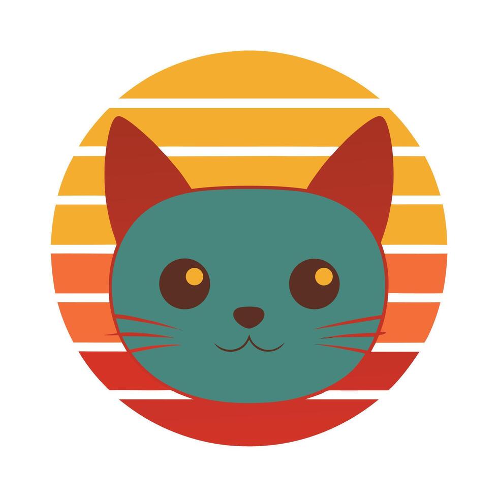 Cute Shy Cat Head Silhouette with Small Mouth vector