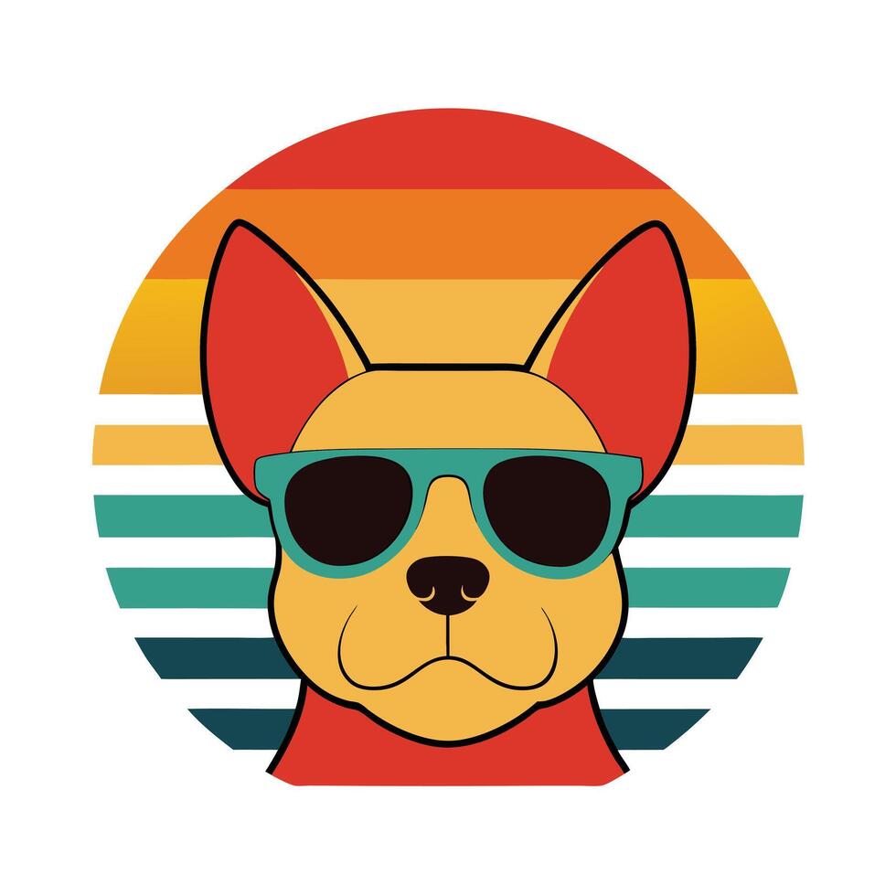 Cute Dog Head with Tilted Sunglasses Silhouette vector