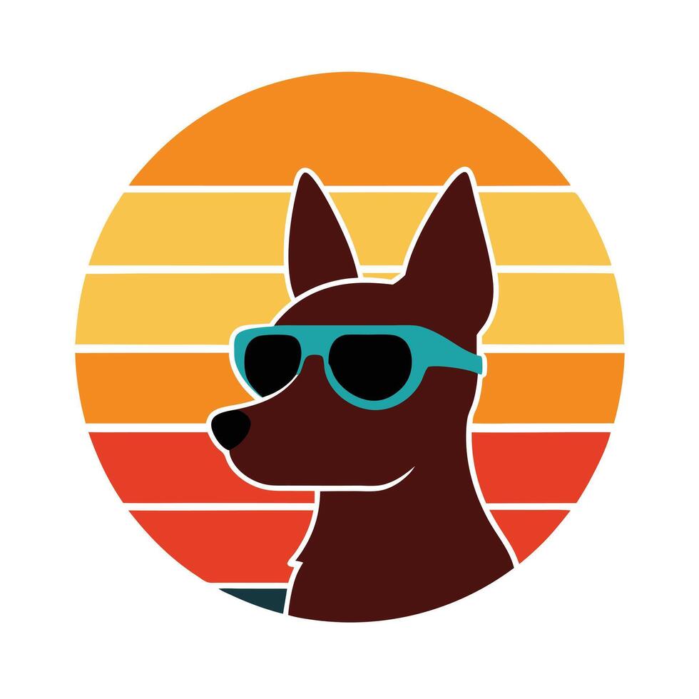 Cute Elegant Dog Head with Classy Sunglasses Silhouette vector