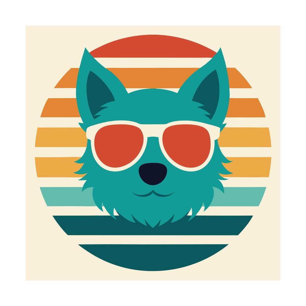 Cute Dog Head with Spiky Fur Wearing Sunglasses vector