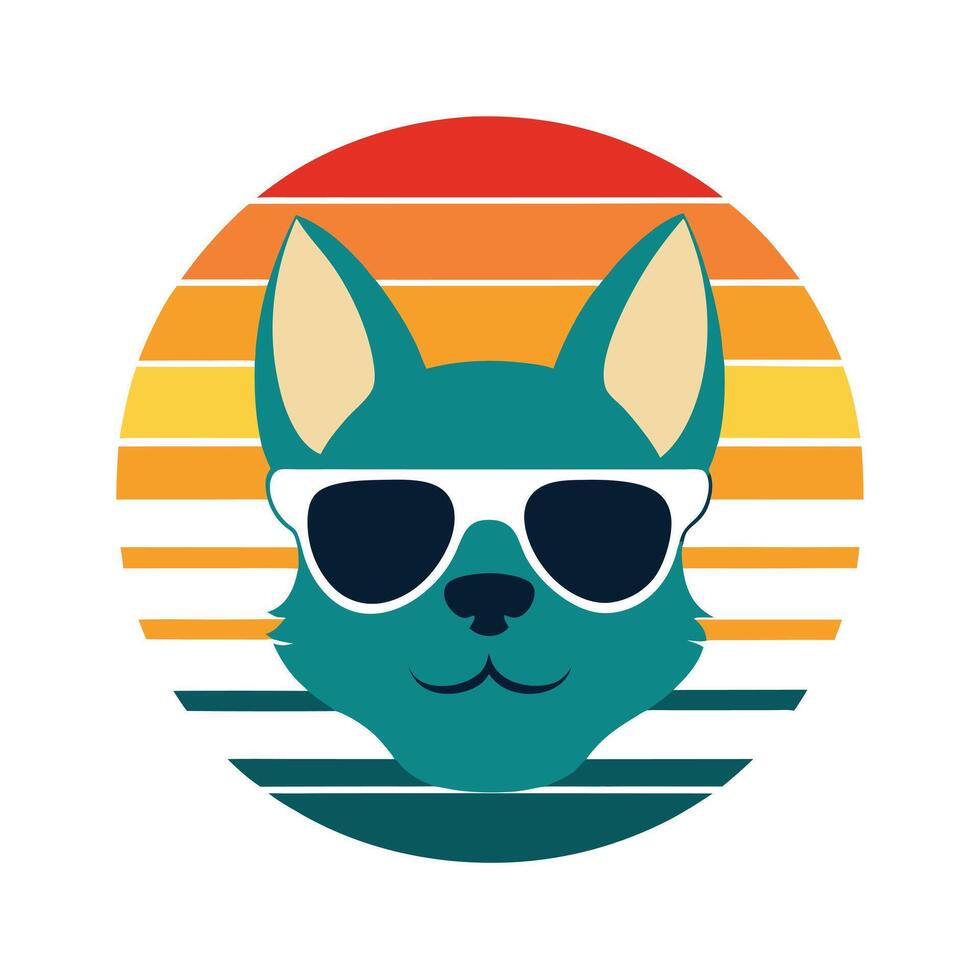 Cute Dog Head with Mohawk and Sunglasses Silhouette vector