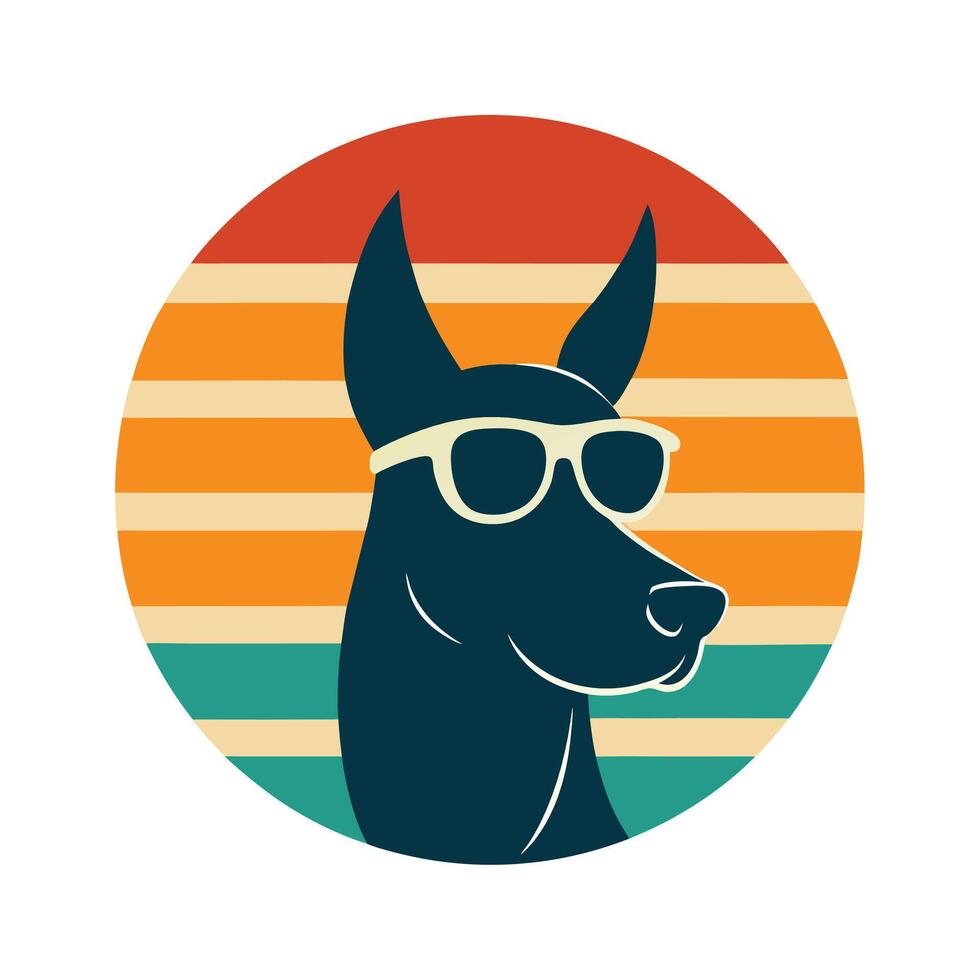 Cute Great Dane Head Wearing Sunglasses Silhouette vector