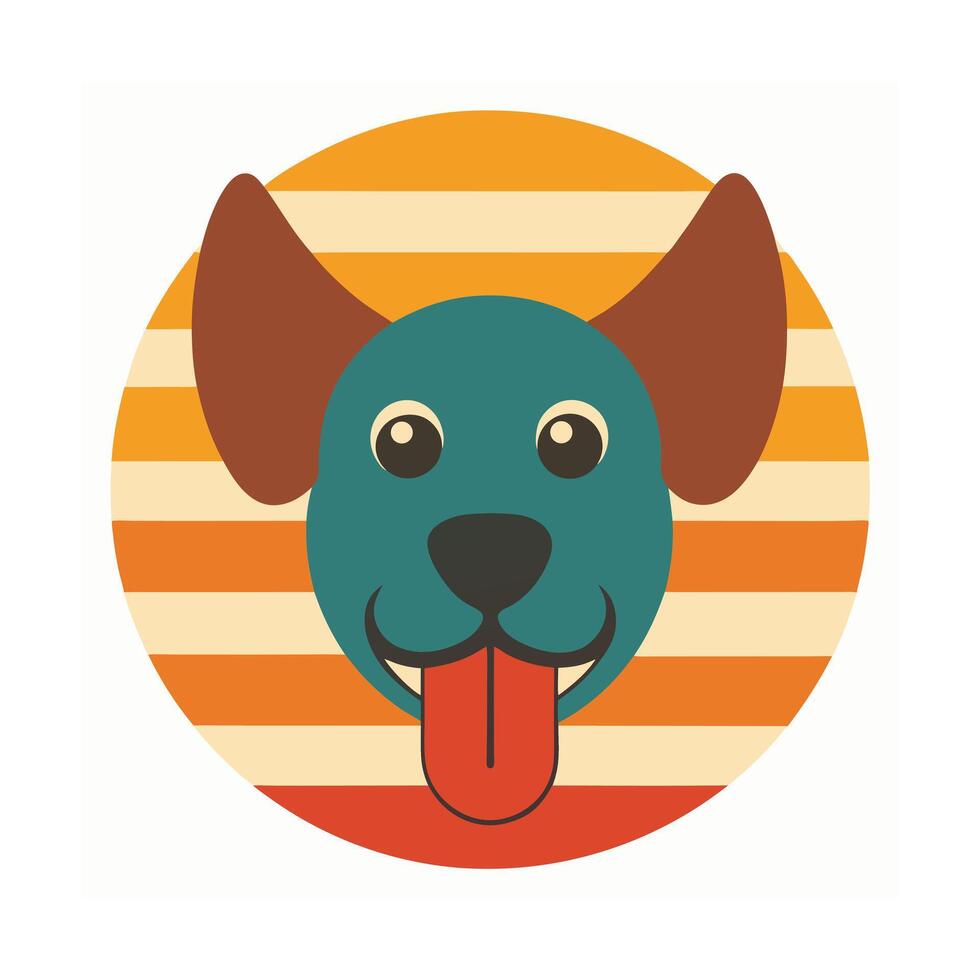 Cute Dog Head with Tongue Out on Retro Background vector