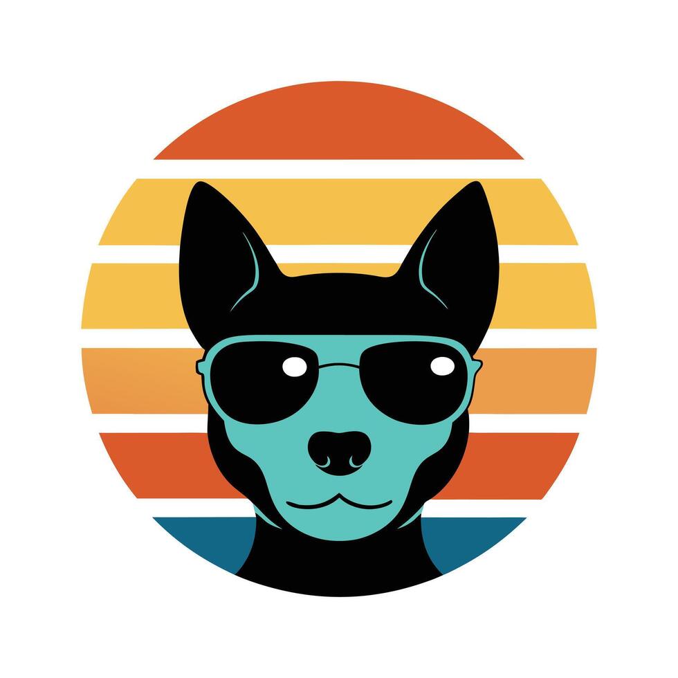 Cute Therapy Dog Head with Sunglasses Silhouette vector