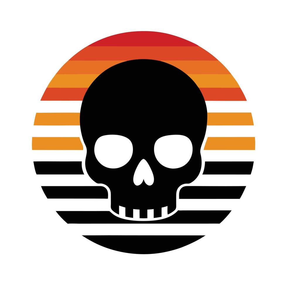 scary skull silhouette on vintage striped background vector