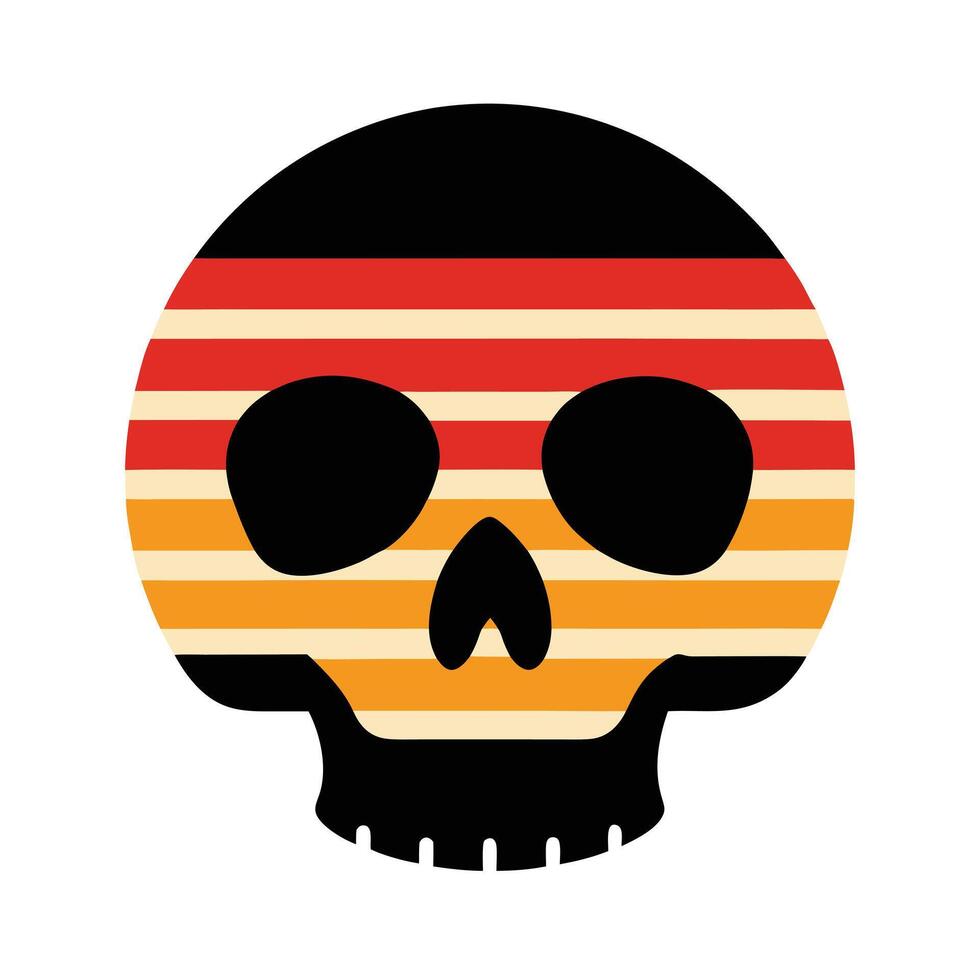 grunge skull silhouette on retro vintage striped background vector