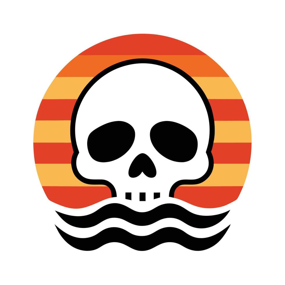 skeleton head with mustache silhouette on retro vector