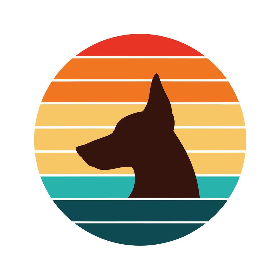 minimalist dog head silhouette on retro vintage vector