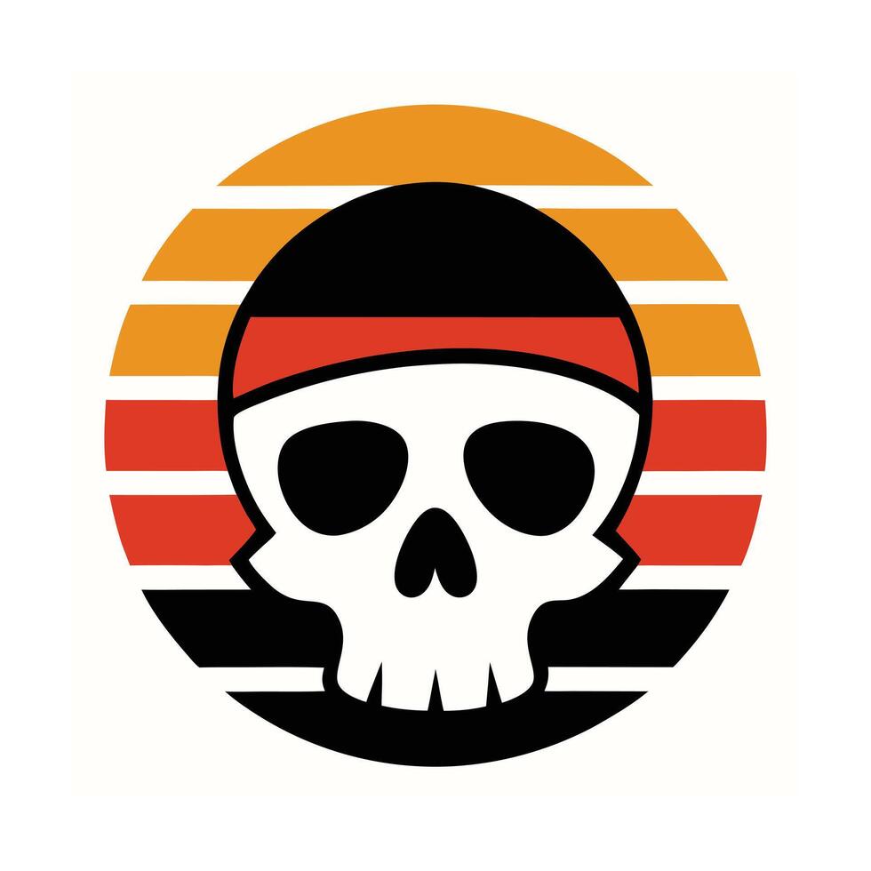 skeleton skull with bandana silhouette on retro vector